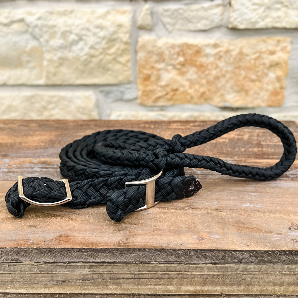 Weaver Leather flat and braided nylon barrel reins in black