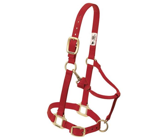 Weaver Original Adjustable Chin and Throat Snap Halter - Large Horse Red