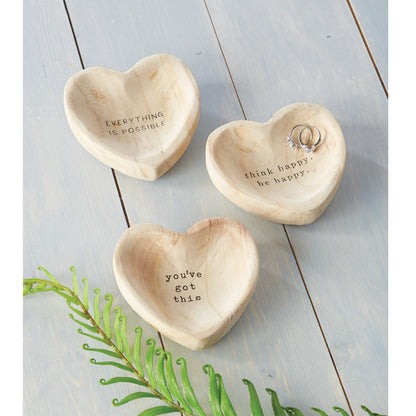 Mud Pie Wood Heart Trinket Dish