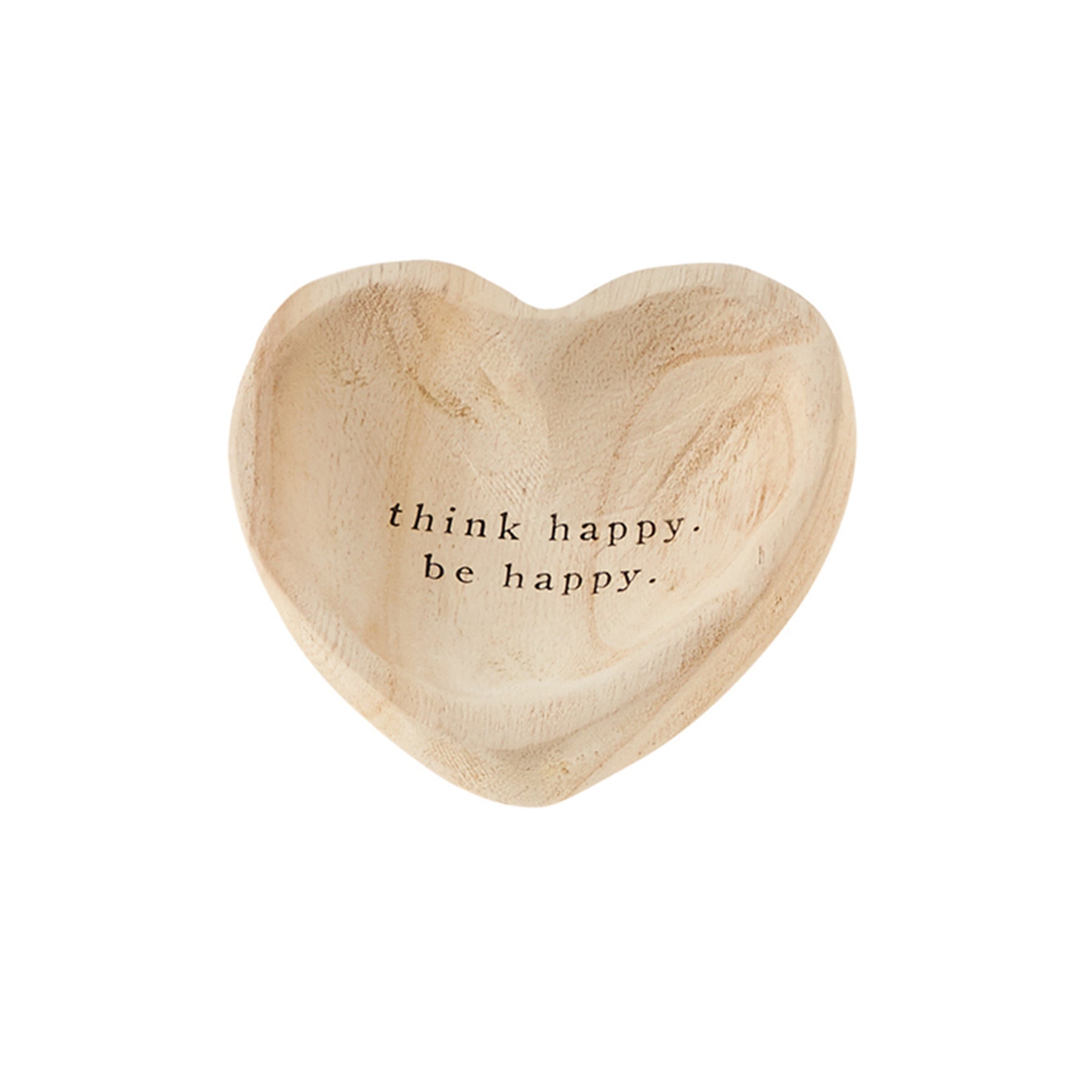 Mud Pie Wood Heart Trinket Dish Think Happy Be Happy