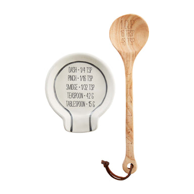 Mango Wood Measuring Spoons, Set of 4 in Printed Drawstring Bag