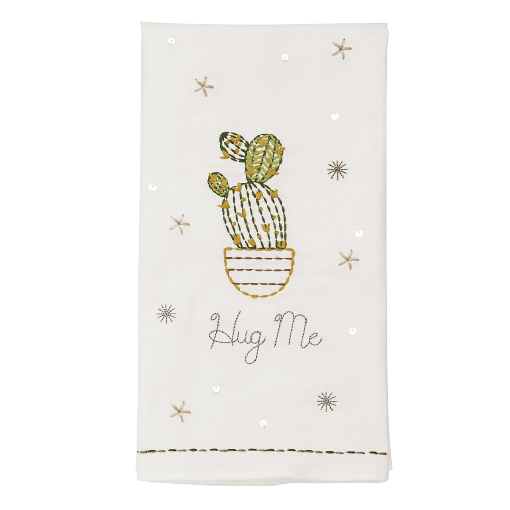 Mud Pie Embroidered Sequin Cactus Hand Towels Hug Me