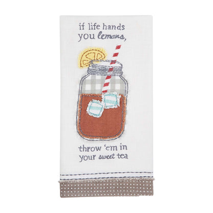 Mud Pie Sweet Tea Applique Towels Life Hands You Lemons