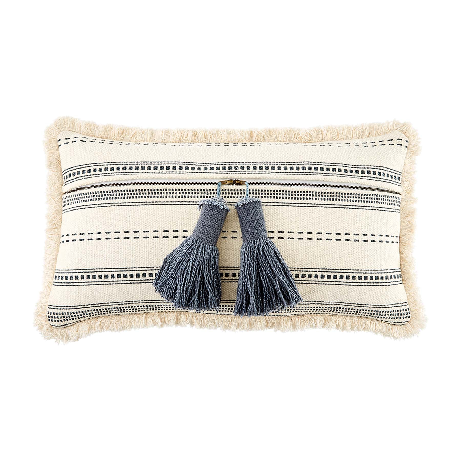 Mud Pie Stripe Tassel Pillow Lumbar