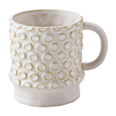 White Stoneware mugs with circles