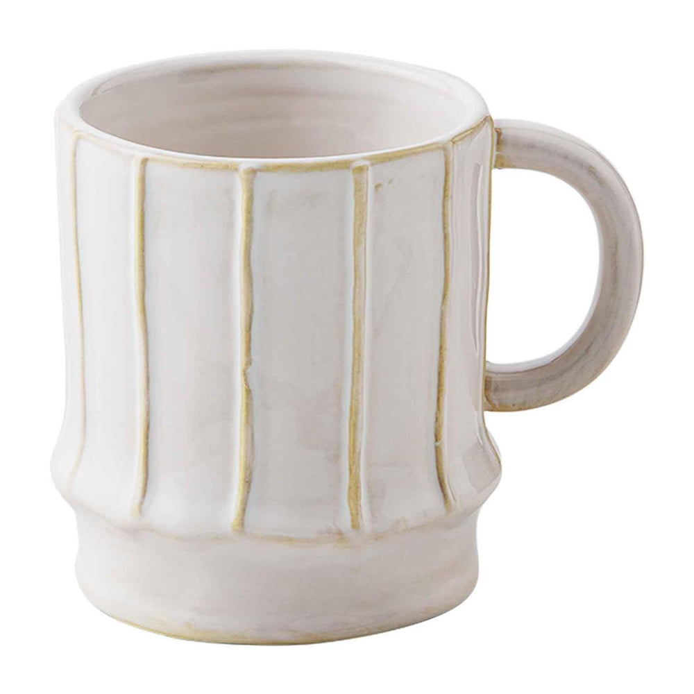 White Stoneware Mug with striped details
