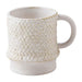White Stoneware mugs with a basketweave pattern