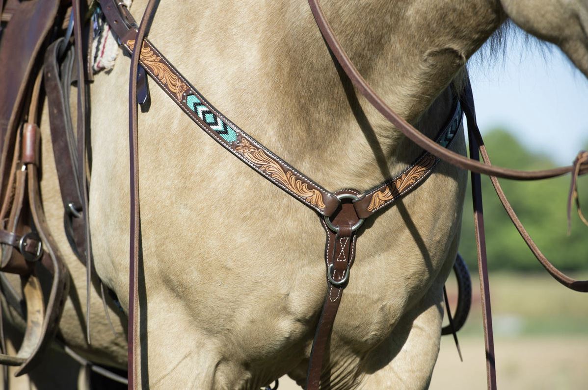 Weaver Turquoise Cross Turquoise Beaded 1-1/4" Straight Breast Collar