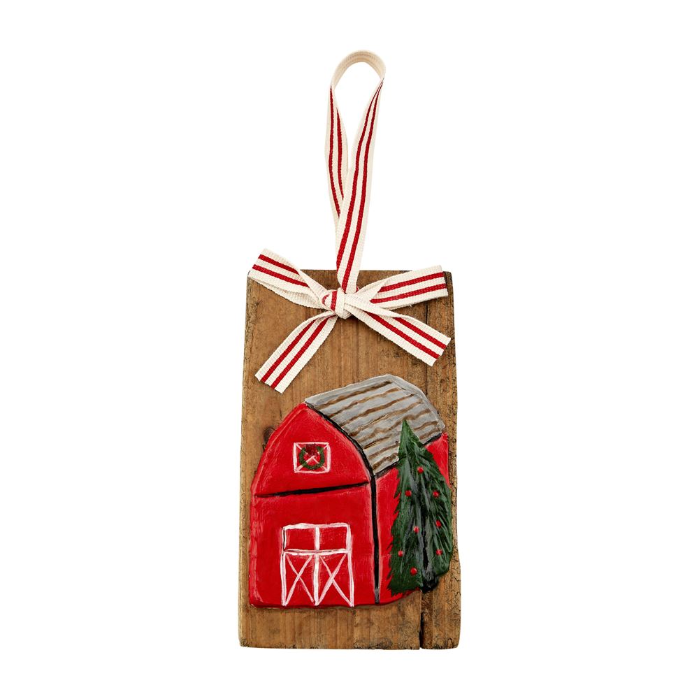 Mud Pie Hand Painted Barn Ornament