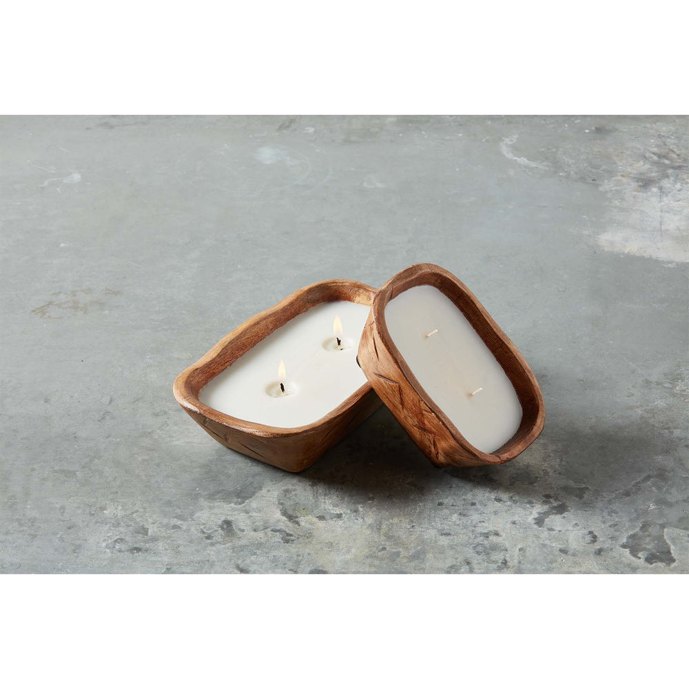 Mud Pie Wood Dough Bowl Candle