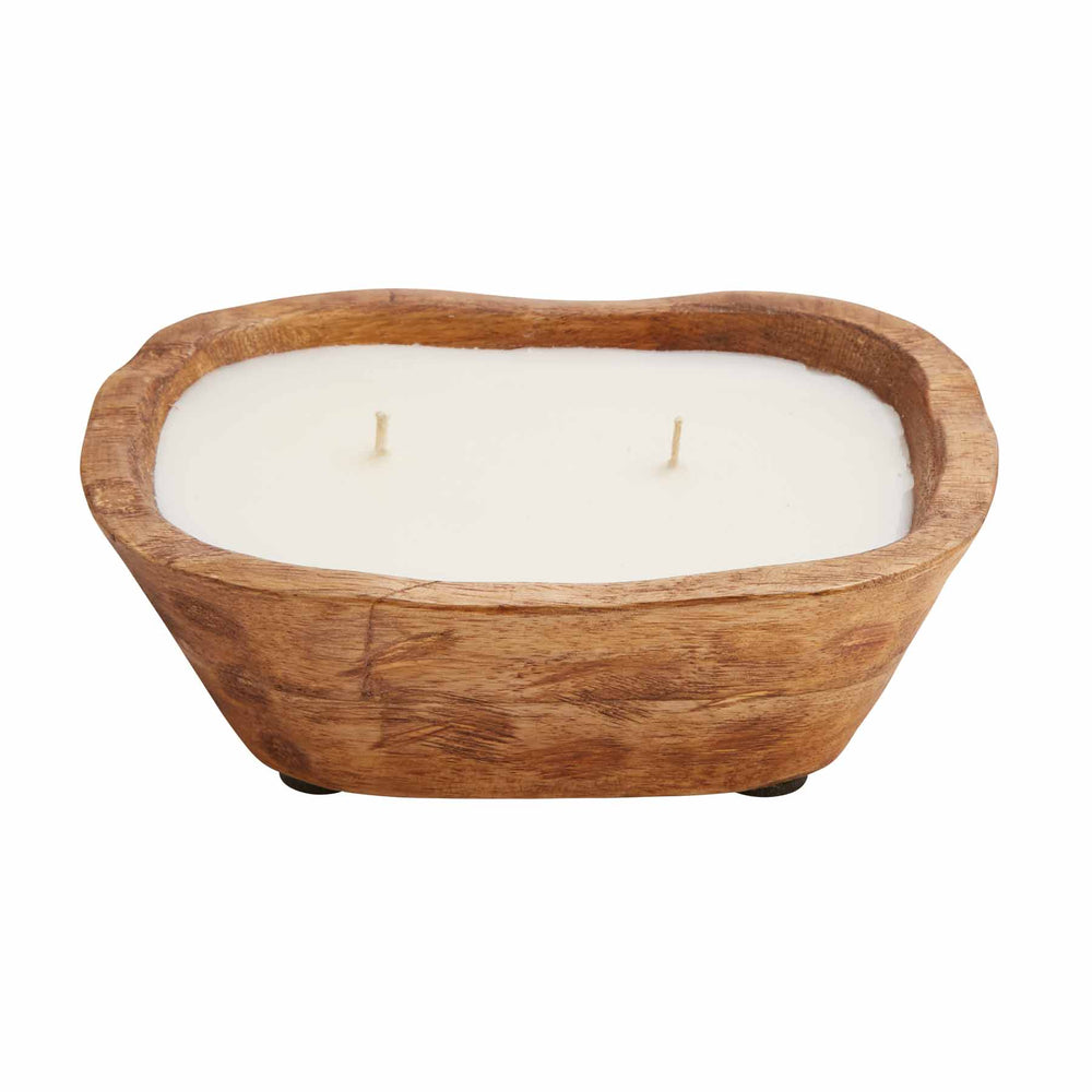 Wood Dough Bowl Candle