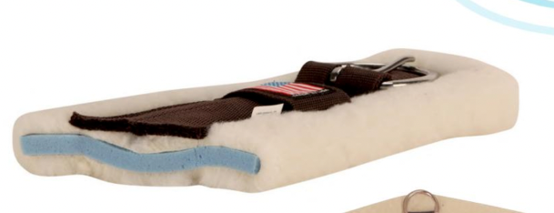 cross section view of the T3 FlexForm Woolback Cinch where the half inch thick memory foam is covered by the half inch wool 