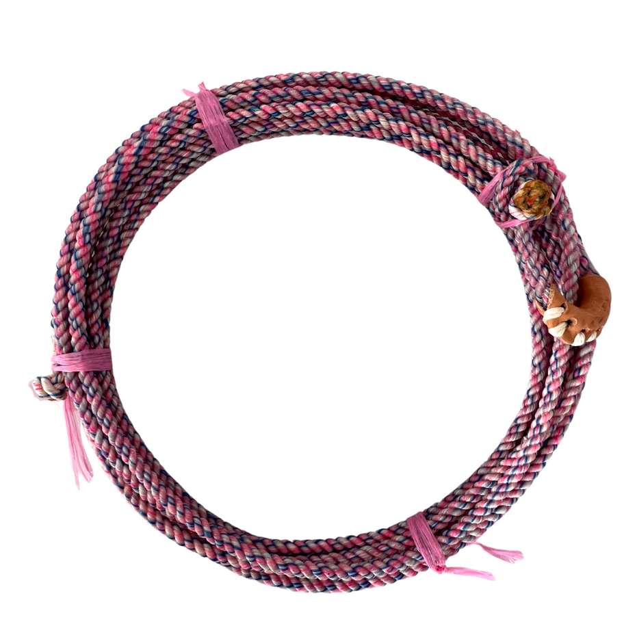 Kid waxed nylon rodeo rope pink and blue