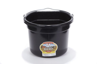 Black 8 quart Little Giant Flat Back Bucket  with handle