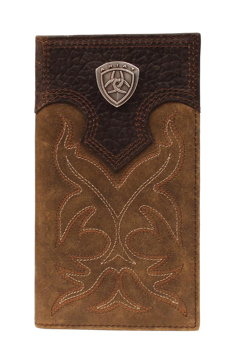 Ariat Mens Leather Wallet - Medium Brown Rodeo