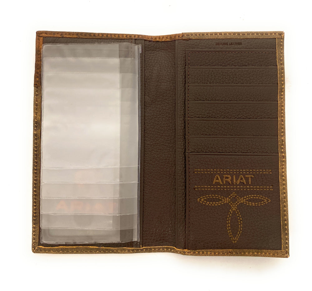 Ariat Mens Leather Wallet - Medium Brown Rodeo