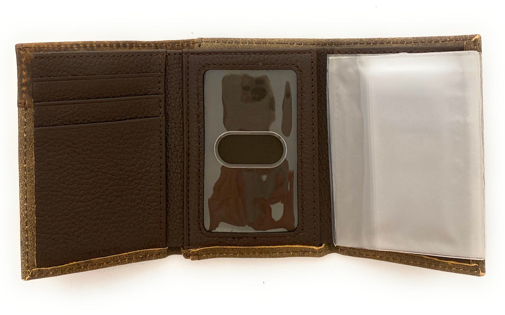 Ariat Mens Leather Wallet - Medium Brown Trifold