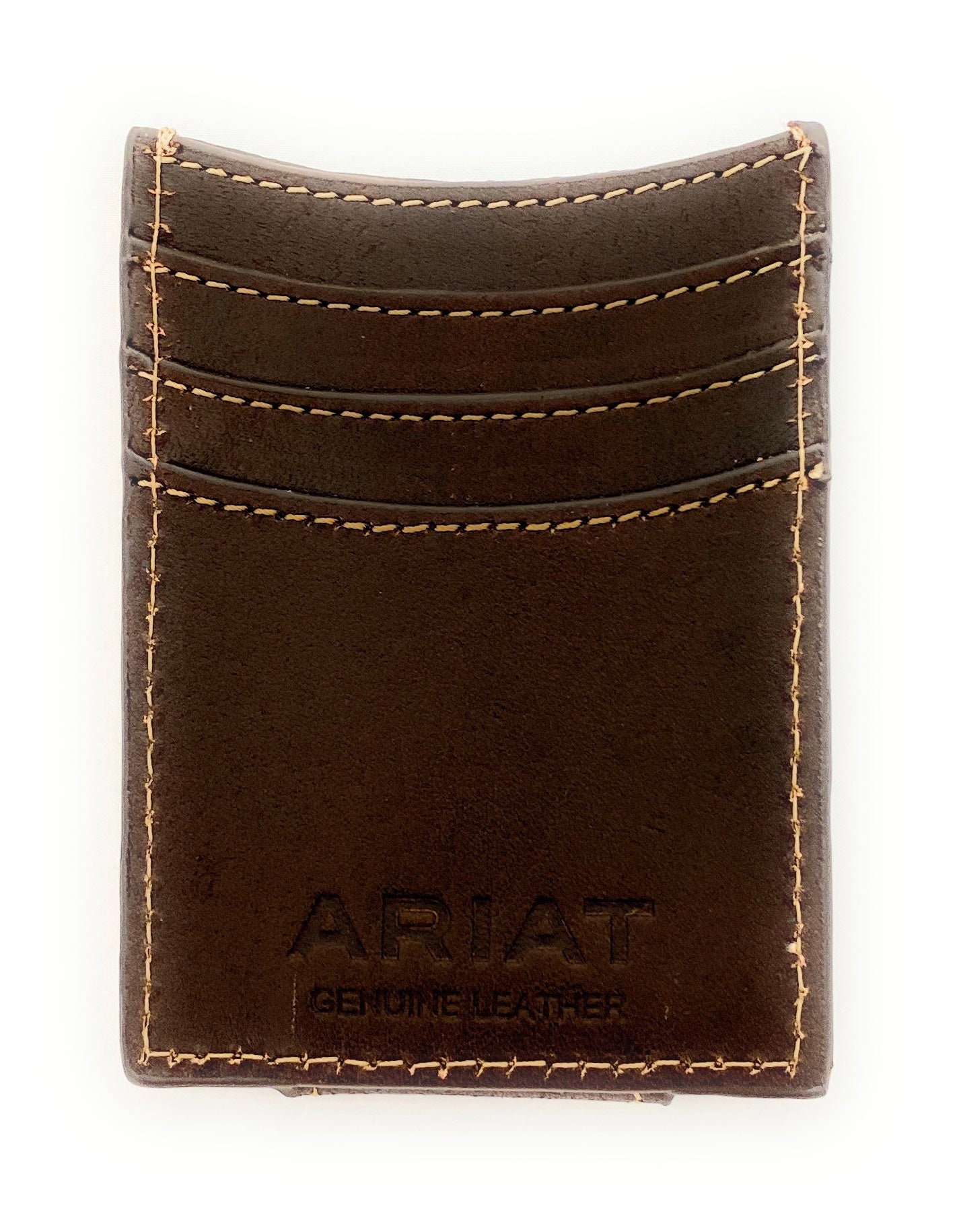 Ariat Mens Leather Tooled Card Case - Brown