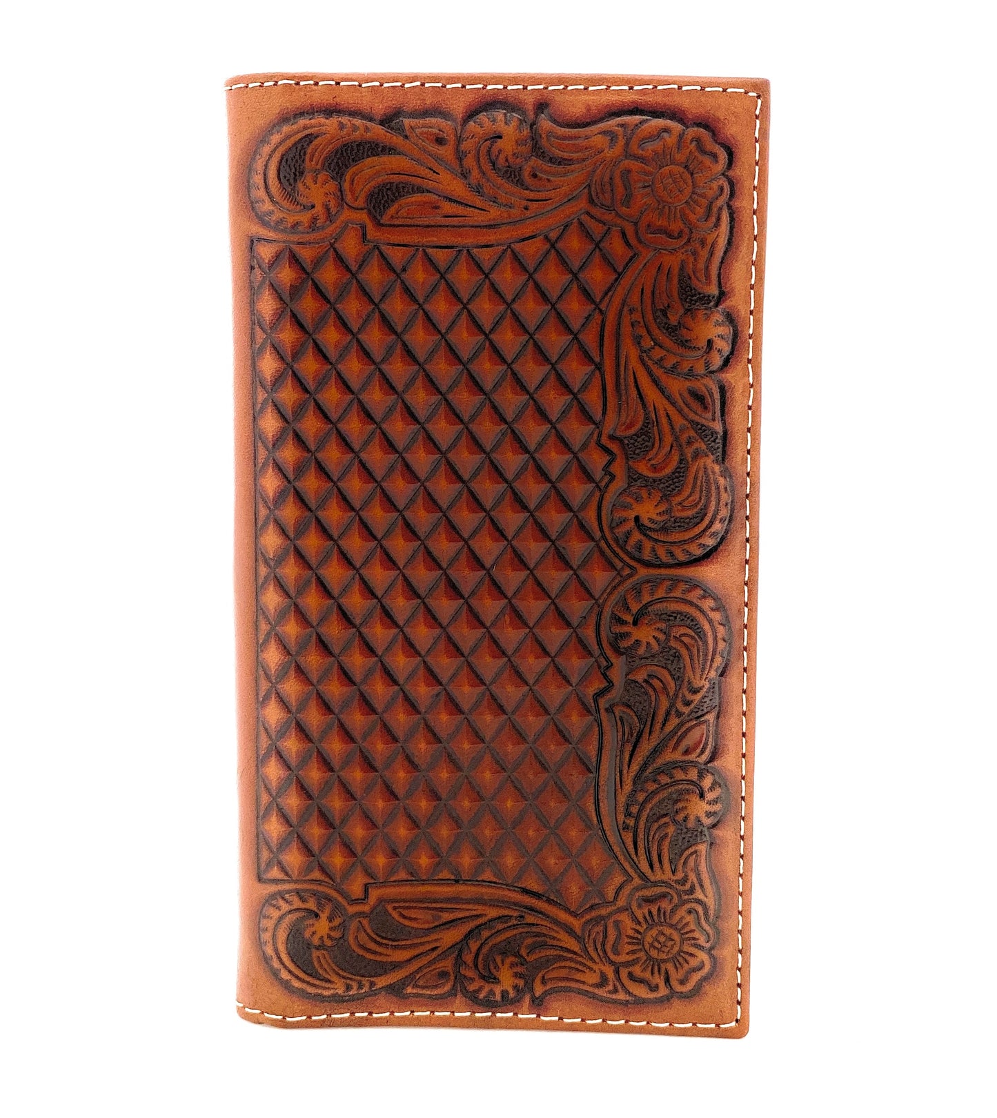 Leather Rodeo Wallet - Basketweave Embossed Tan
