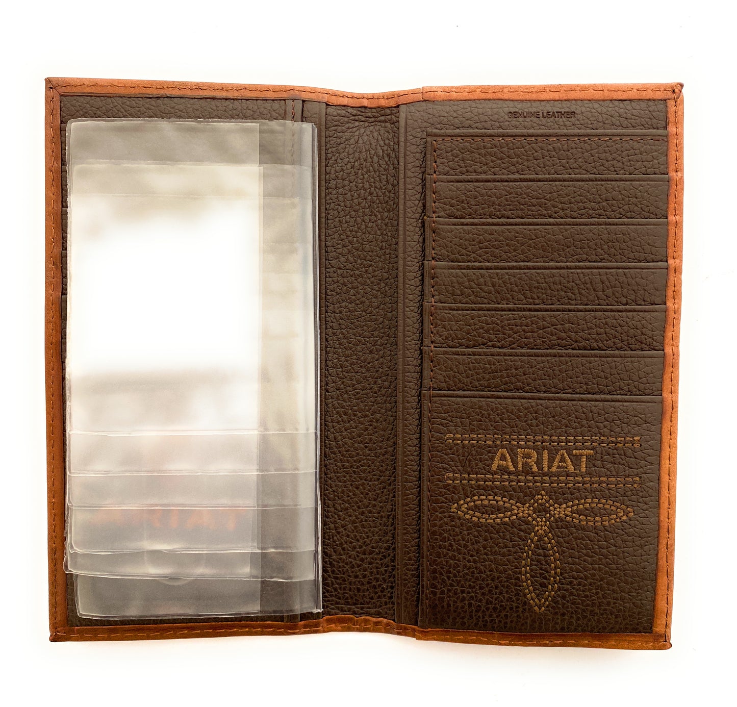 Leather Rodeo Wallet Basketweave Embossed Tan