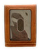 Mens Leather Bifold Money Clip - Tan Baksetweave and Floral Embossed With Bottle Opener