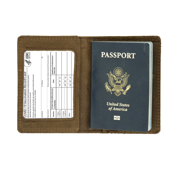 Rustico AC0140-0001 Leather Passport and Vax Card Wallet In Dark Brown Rustico AC0140-0001 Leather Passport and Vax Card Wallet In Dark Brown
