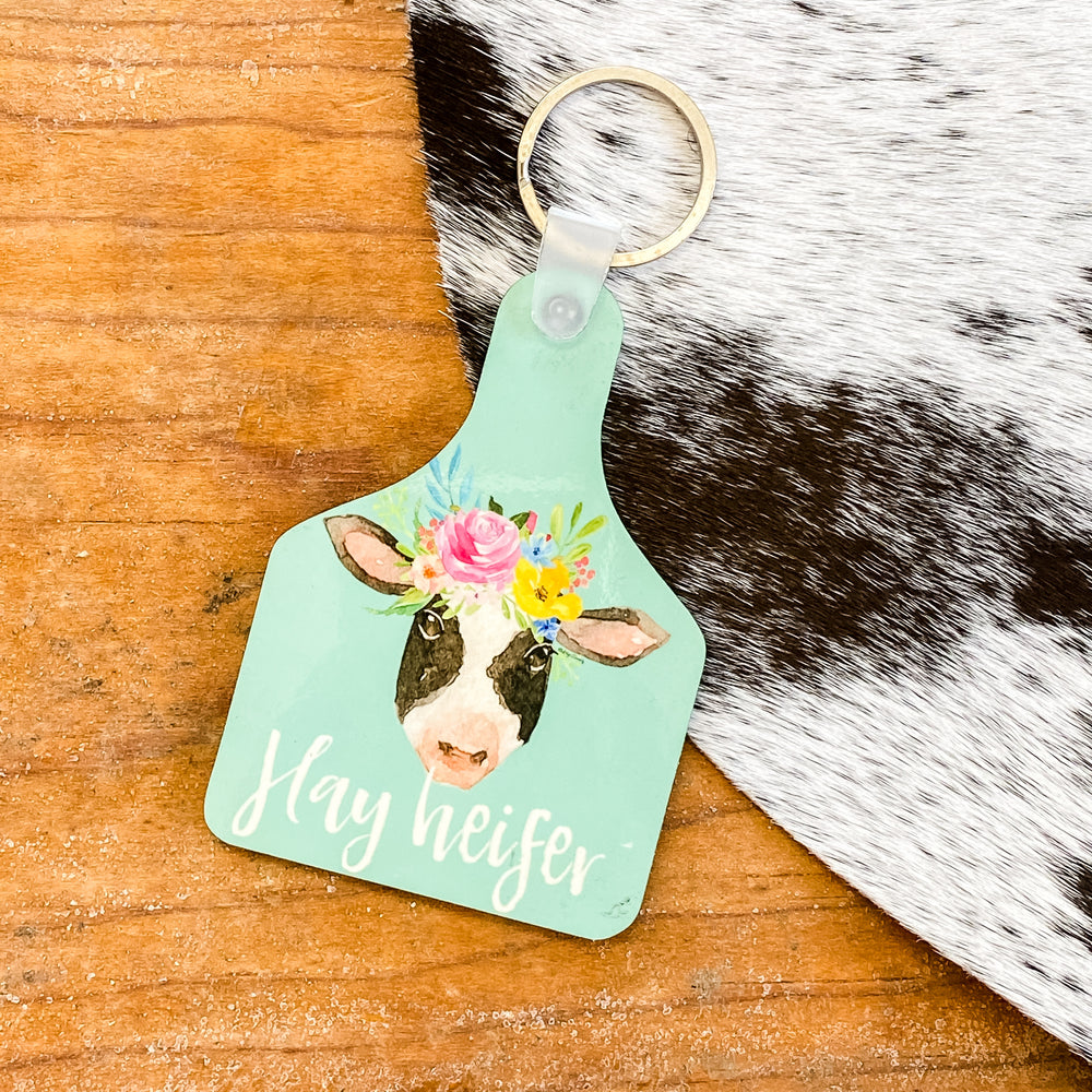 Cow Tag Keychain - Hay Heifer
