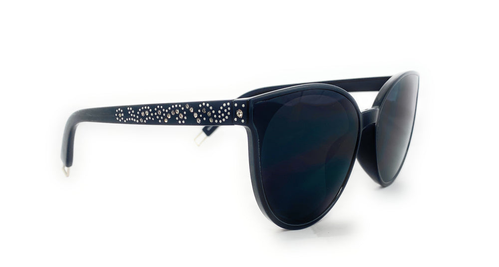 Rhinestone Cat Eye Sunglasses - Black Frame