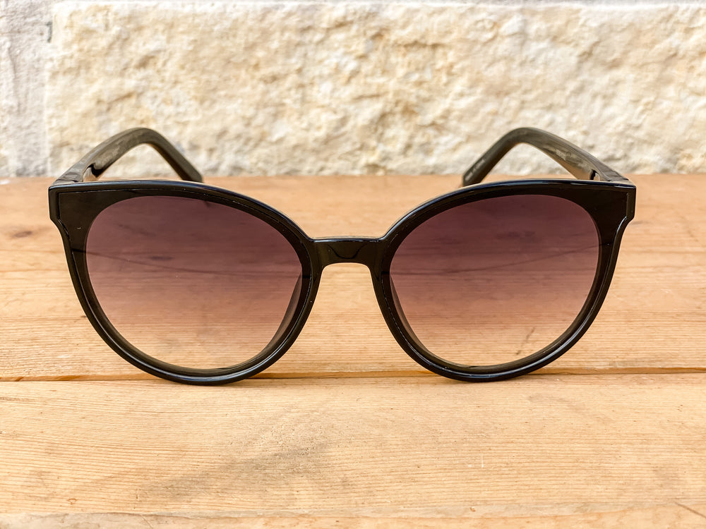 Montana West Rhinestone Cat Eye Sunglasses - Black Frame