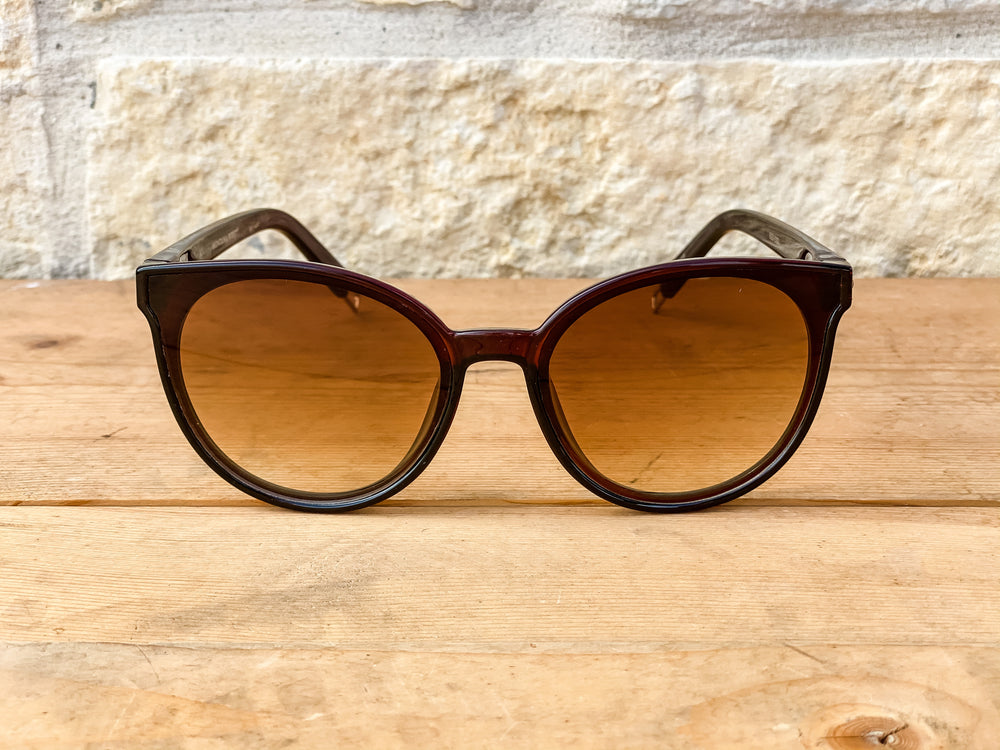 Rhinestone Cat Eye Sunglasses - Coffee Frame