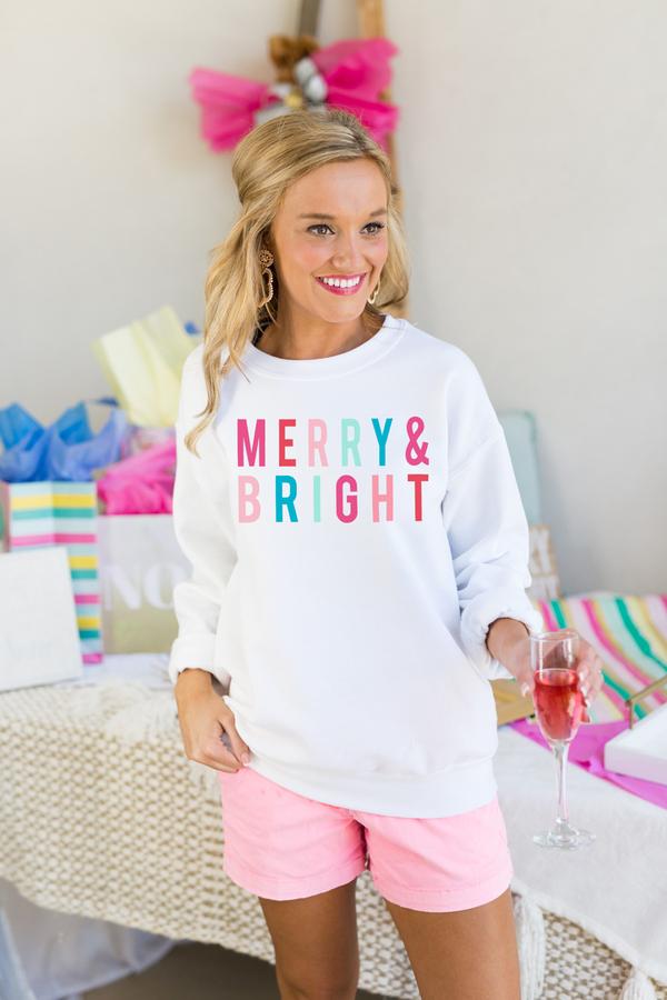 Gameday Couture The "Merry & Bright" Soft Crew Fleece Pullover