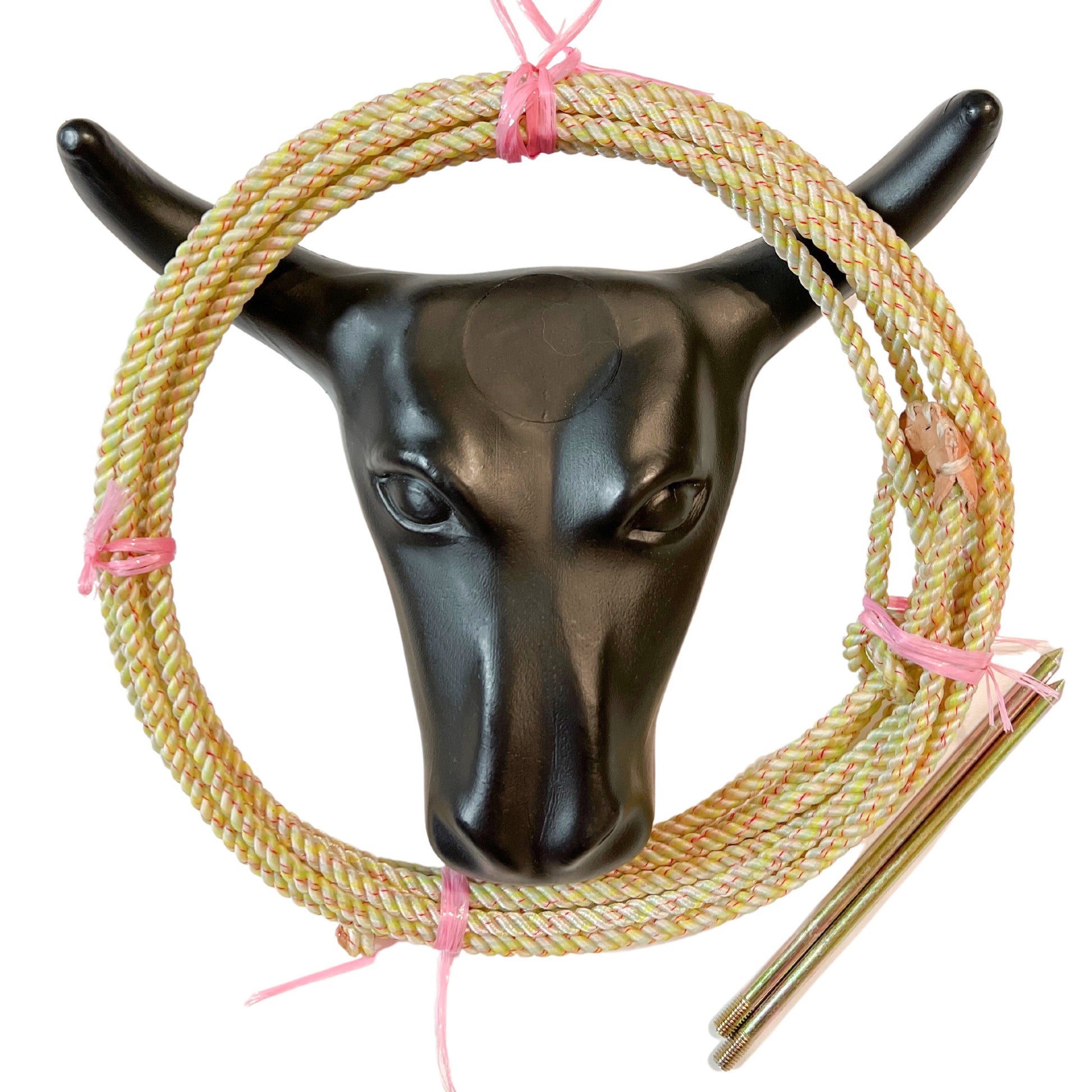 AJ Tack Junior Steer Head Dummy Set Twisted Yellow and Red