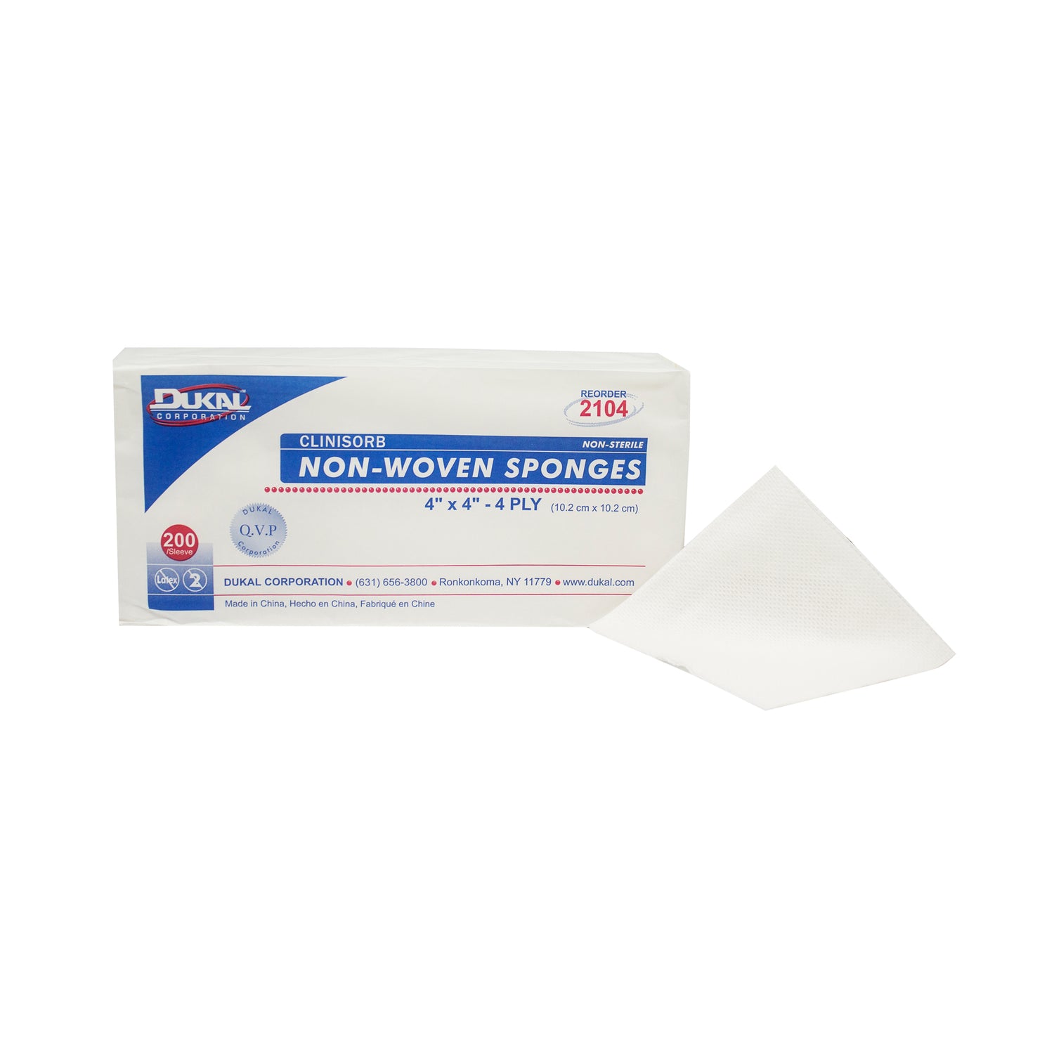 Packaging of Gauze Sponges in size four inch by four inch