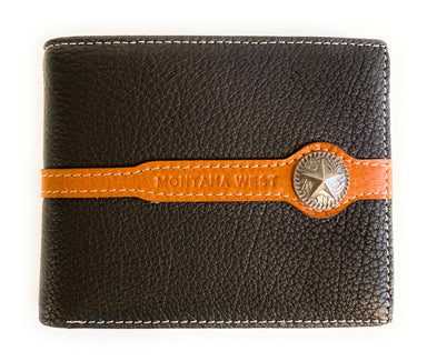 Montana West Lonestar Concho Bi-fold Wallet Black-Brown