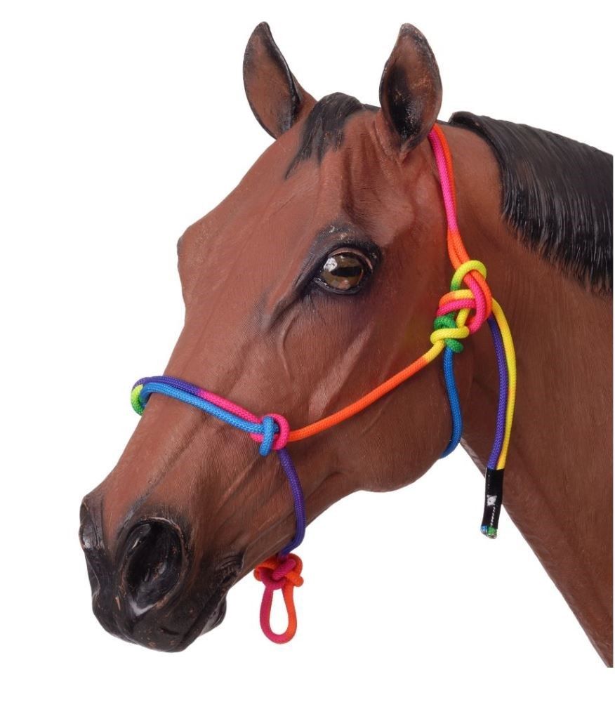 Tough 1 miniature horse knotted rope halter rainbow