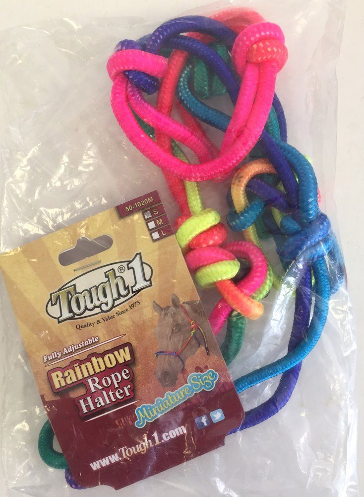 Tough 1 rainbow miniature horse knotted rope halter