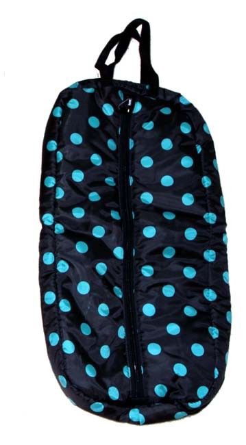 AJ Tack Padded Bridle Bag - Black with Turquoise Dots