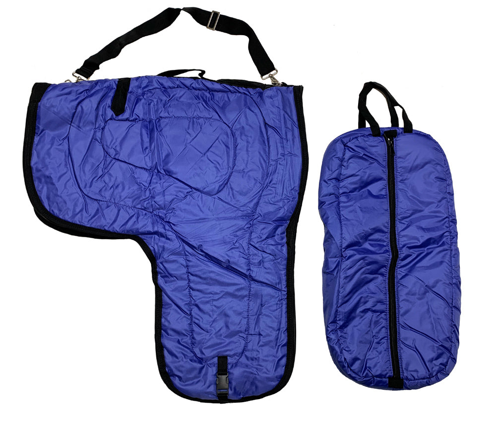 AJ Tack Western Padded Saddle and Bridle Carrier Set Purple