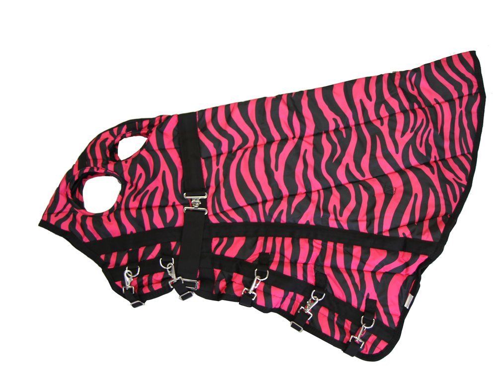 AJ Tack 600D Waterproof Poly Hood - Pink Zebra - Small