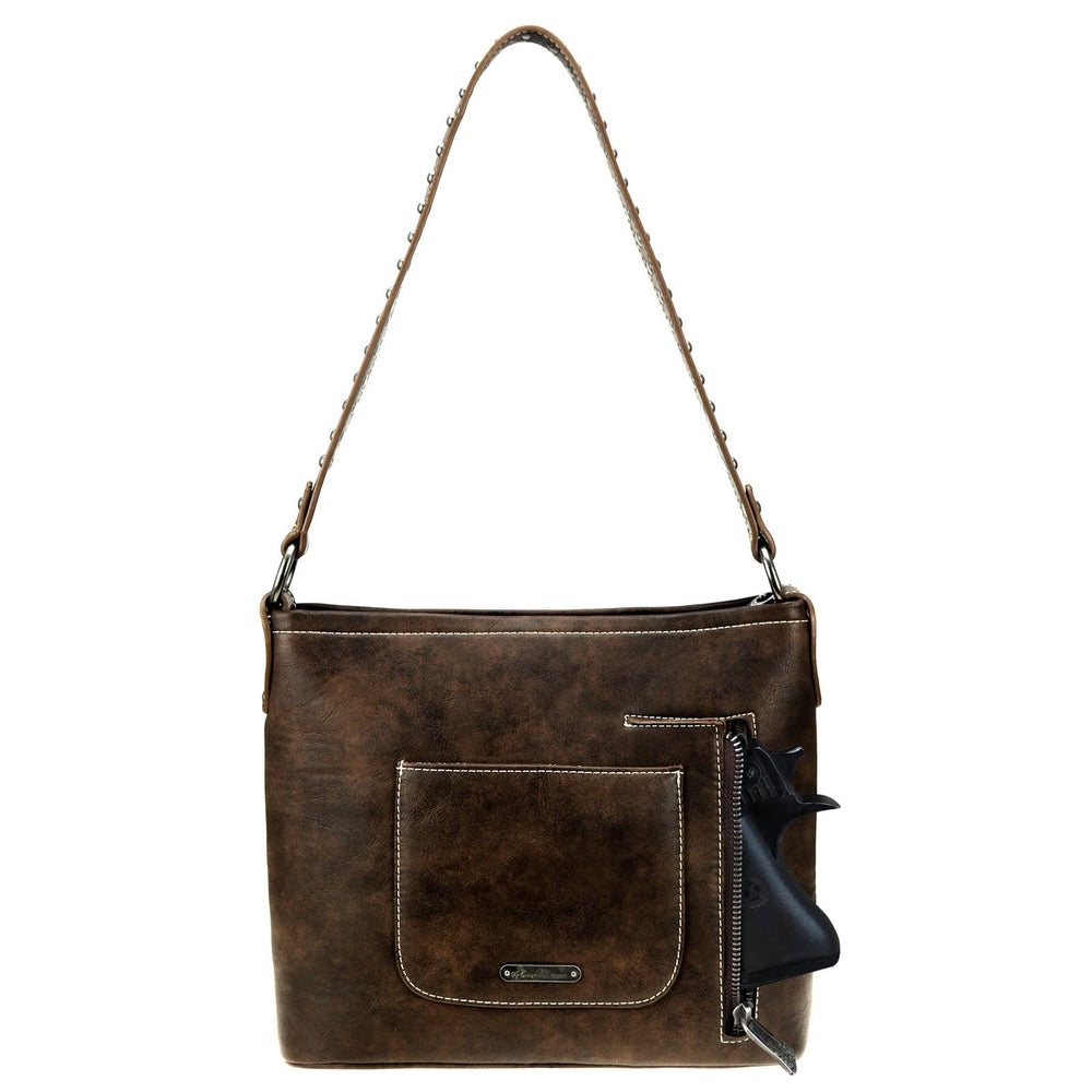 Concealed Carry Aztec Hobo Purse Brown Back