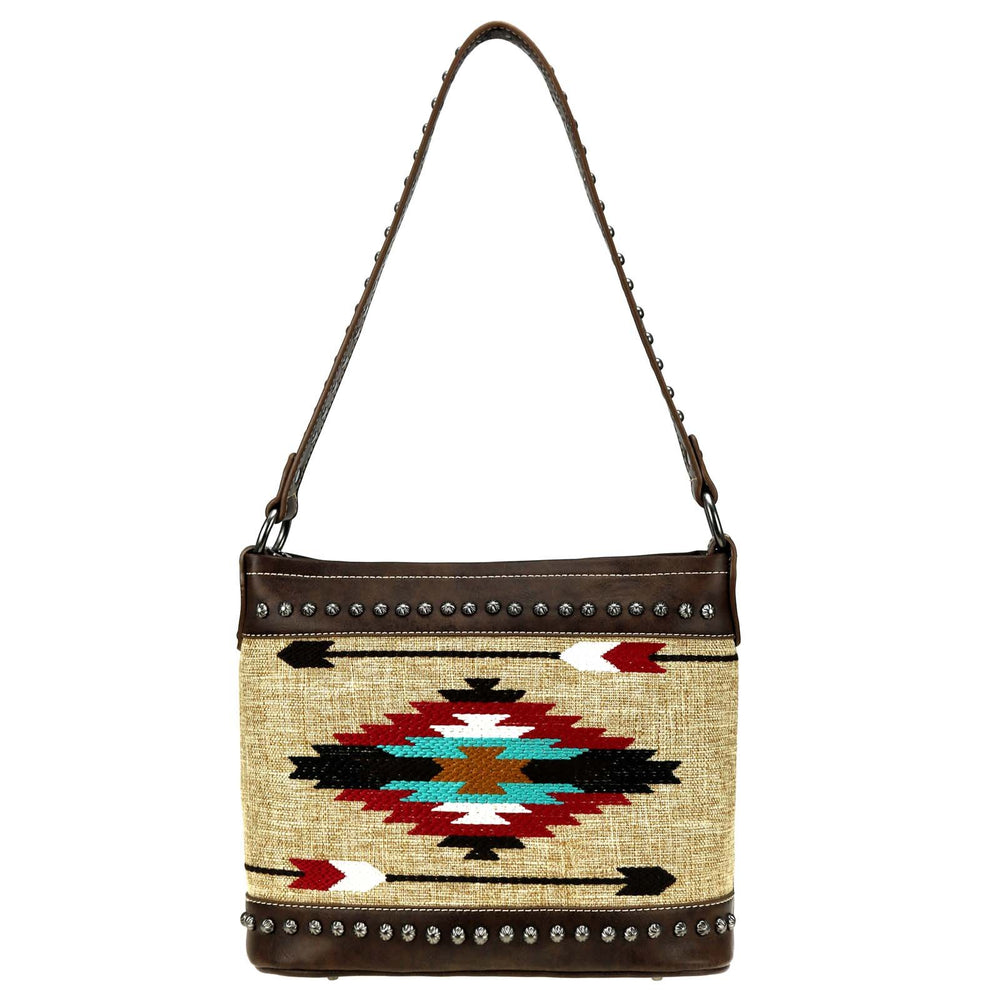 Concealed Carry Aztec Hobo Purse Brown Front