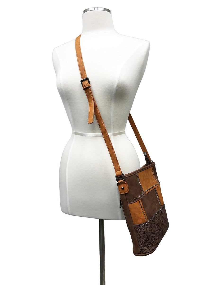 Concealed Carry Patchwork Crossbody Purse with adjustable strap