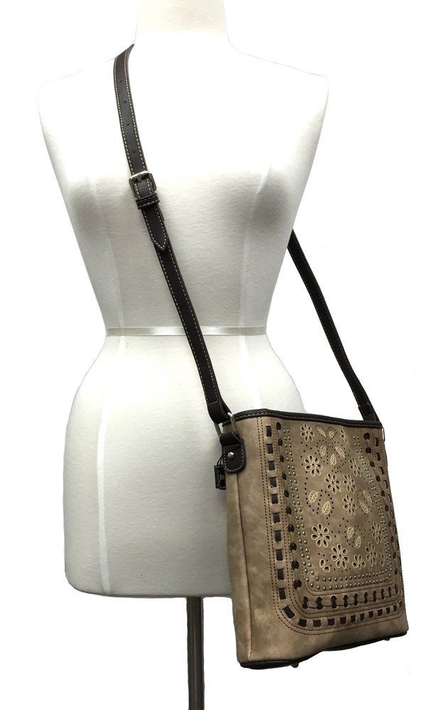 western style ladies cross-body messenger purse in tan