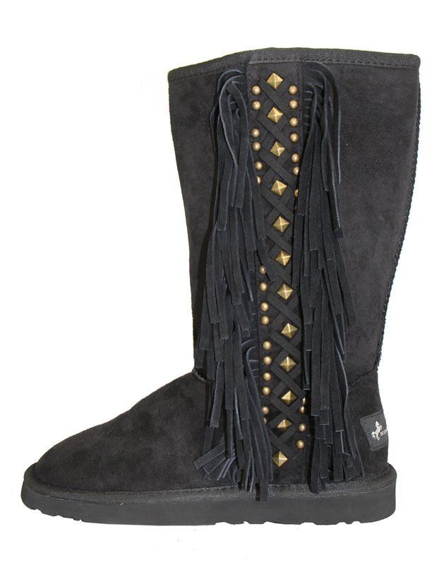 Montana West Western Fringe Collection Winter Boots - Black - 6