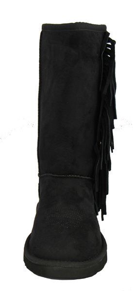 Montana West Western Fringe Collection Winter Boots - Black - 6