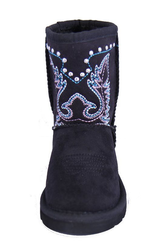 Montana West Kids Embroidery Boot Black