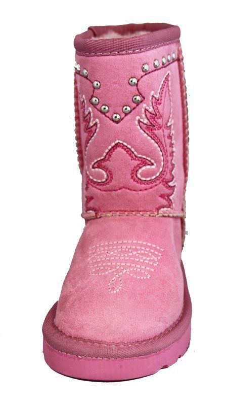 Montana West Kids Embroidery Boots Pink Front