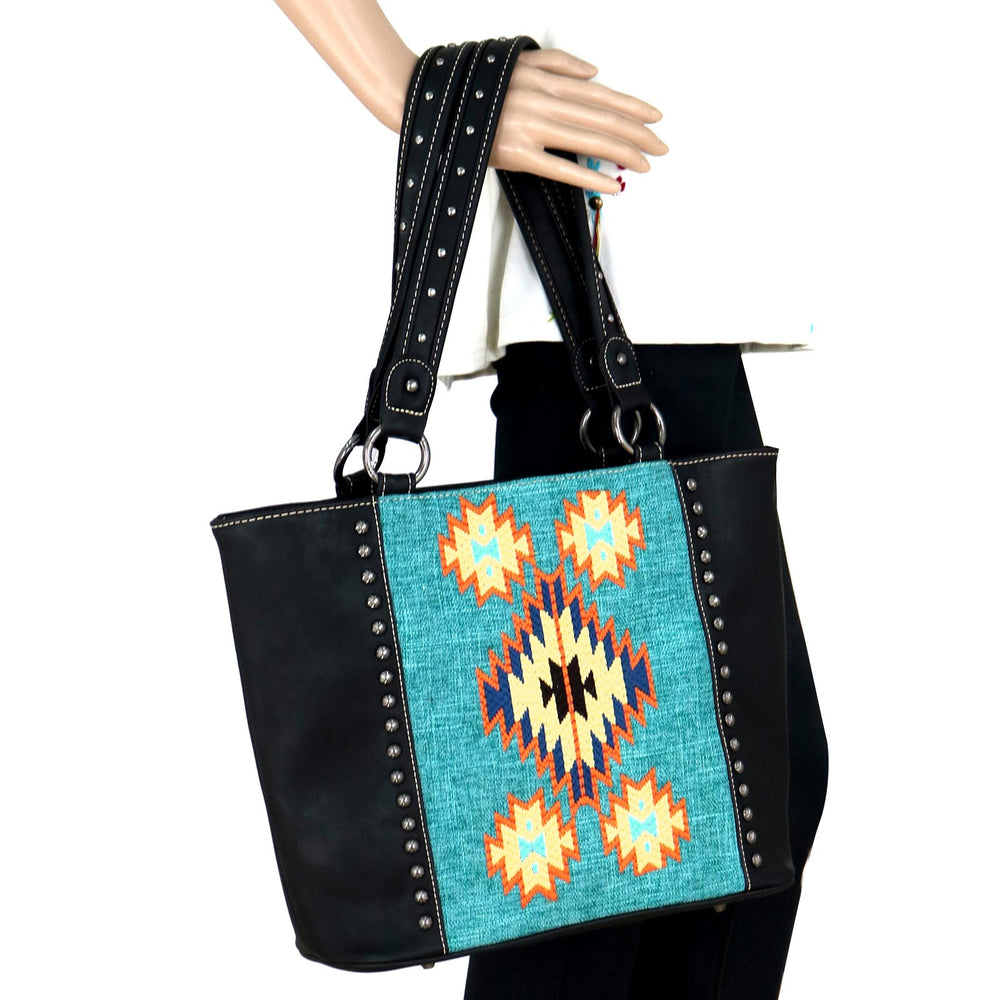 Montana West Aztec Collection womens tote style purse turquoise