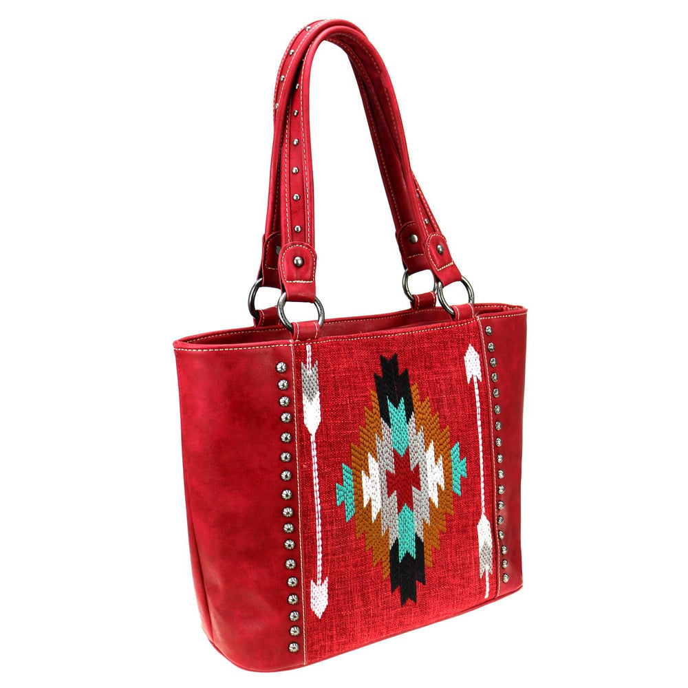 Montana West Aztec Collection womens tote style purse red