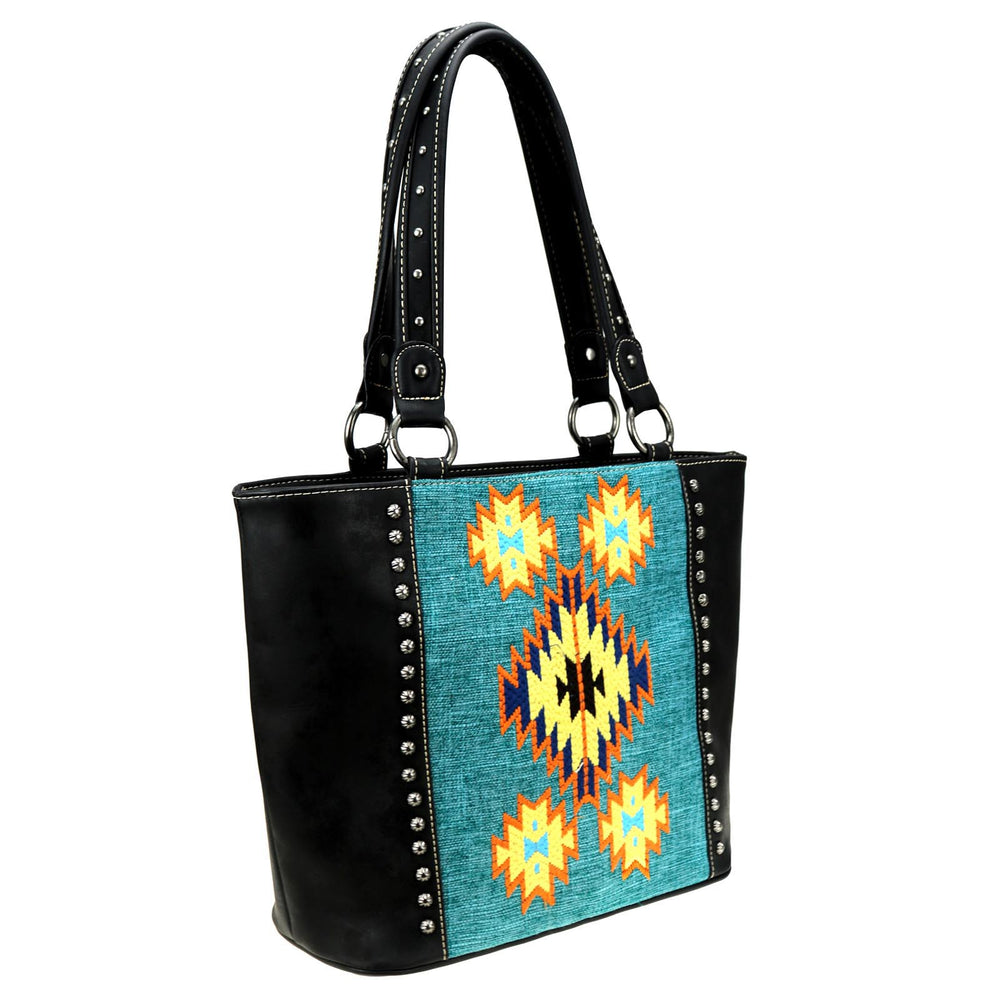 Montana West Aztec Collection womens tote style purse turquoise
